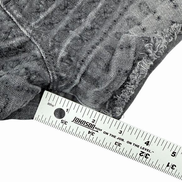 Jessica Simpson Y2K Uptown High Rise Denim Shorts Sz 28 Black Gray Frayed Hem - Picture 7 of 11